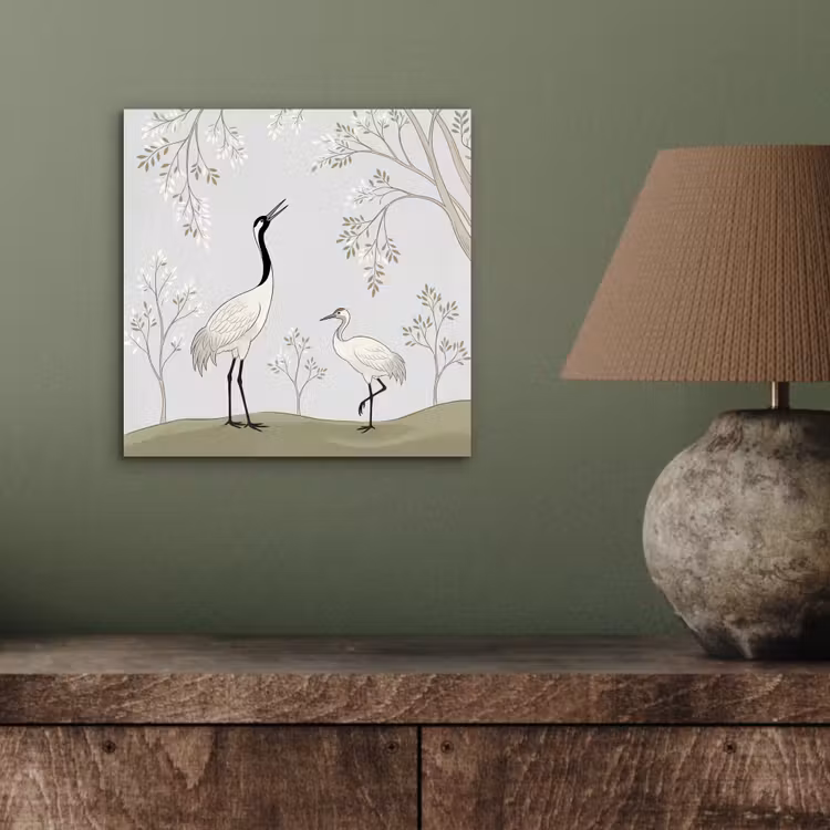 Minimalistisch - Kraanvogels - Blauw aluminium wit klein -sfeer2