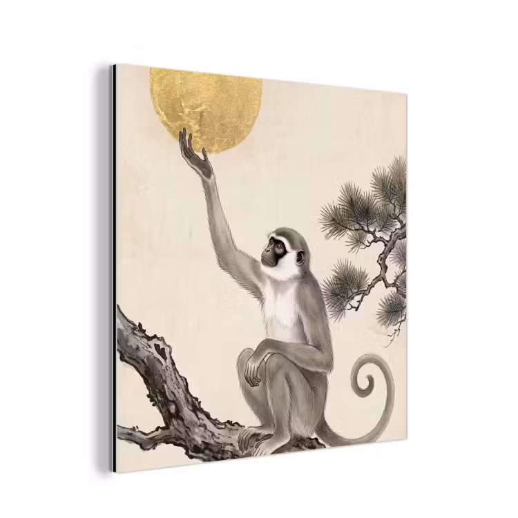 Aap - Maan - Goud aluminium wit klein -3d
