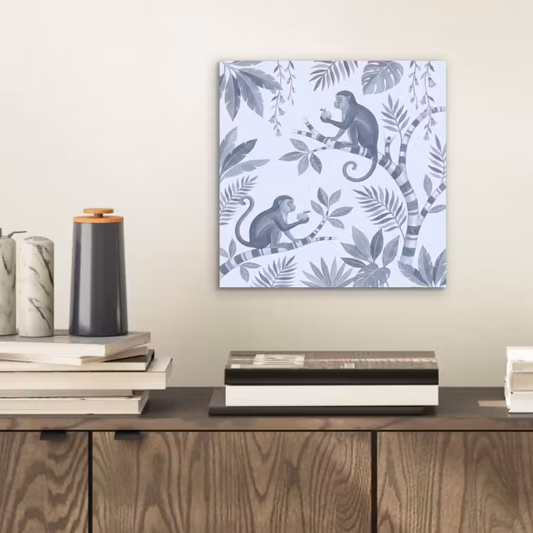 Aap - Boom - Bladeren - Jungle - Illustratie aluminium wit klein -sfeer1