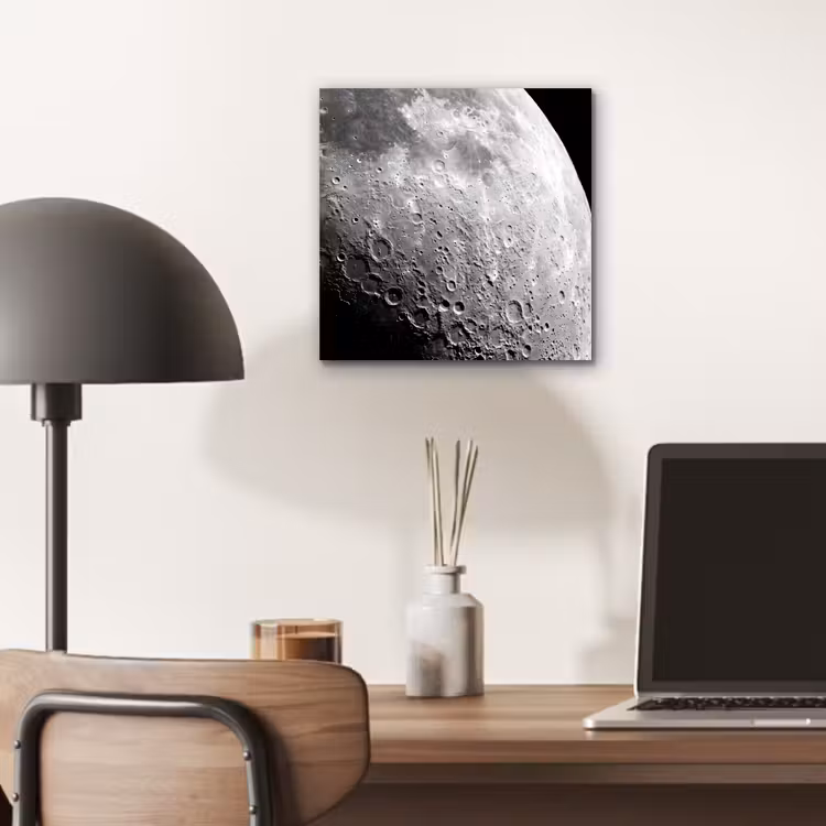 aluminium wall art - Moon - Craters - Space - Maan - Kraters - Ruimte aluminium wit klein