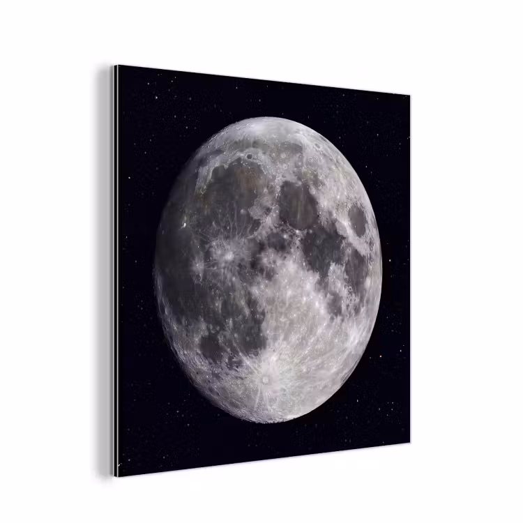 aluminium wall art - Moon - Stars - Space - Maan - Sterren - Ruimte aluminium wit klein
