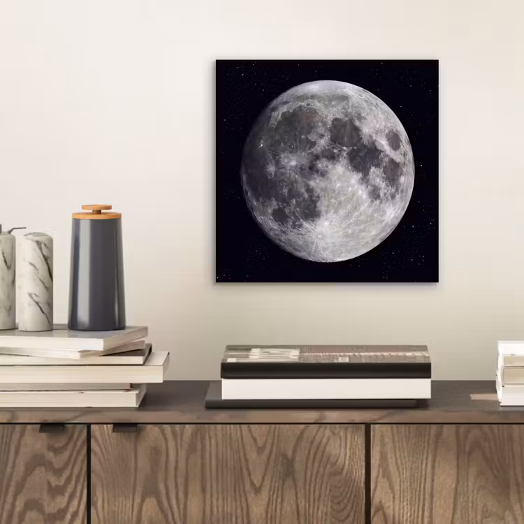 aluminium wall art - Moon - Stars - Space - Maan - Sterren - Ruimte aluminium wit klein