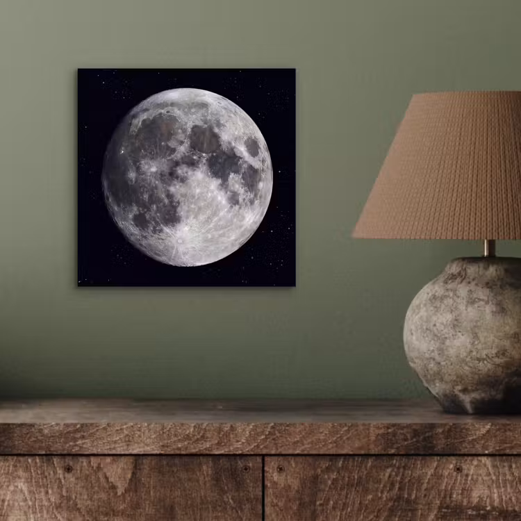 aluminium wall art - Moon - Stars - Space - Maan - Sterren - Ruimte aluminium wit klein