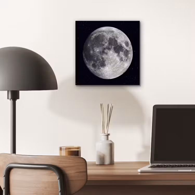 aluminium wall art - Moon - Stars - Space - Maan - Sterren - Ruimte aluminium wit klein