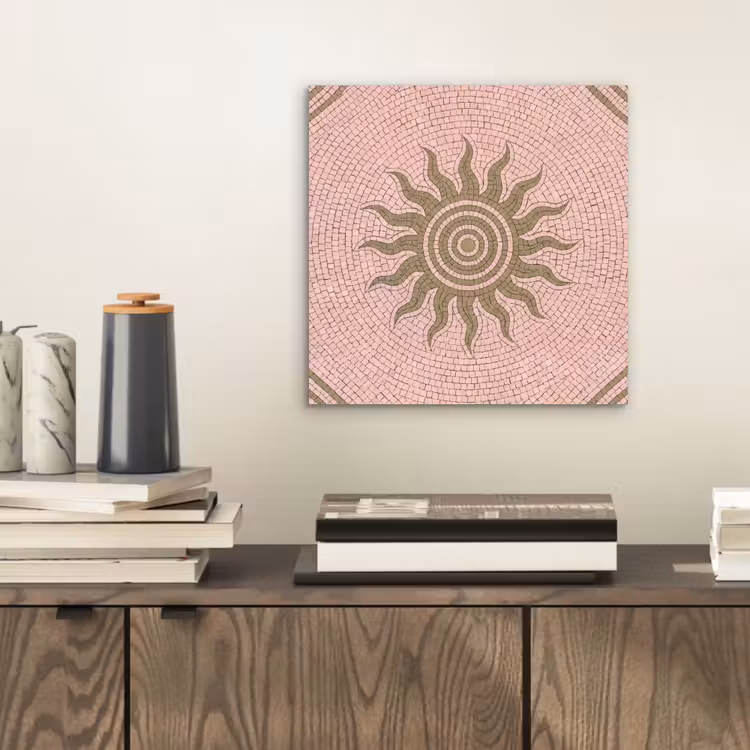 Mozaïek - Zon - Patroon - Klassiek - Roze aluminium wit klein -sfeer1