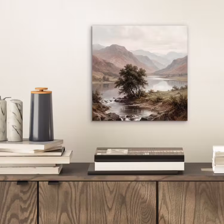 Berglandschap - Meer - Bergen - Vallei - Klassiek aluminium wit klein -sfeer1