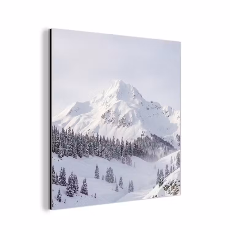Berg - Sneeuw - Winter - Natuur - Wit aluminium wit klein -3d