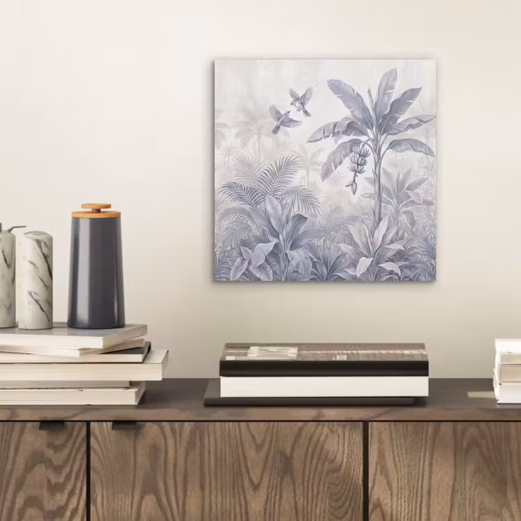 Natuur - Vogel - Jungle - Illustratie - Blauw aluminium wit klein -sfeer1