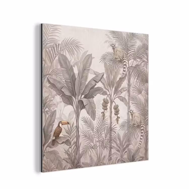 Natuur - Jungle - Ringstaartmaki - Bruin aluminium wit klein -3d