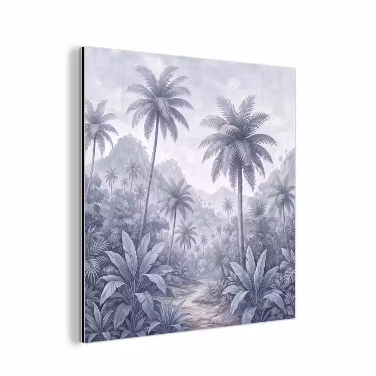 Natuur - Boom - Tropisch - Landschap - Blauw aluminium wit klein -3d