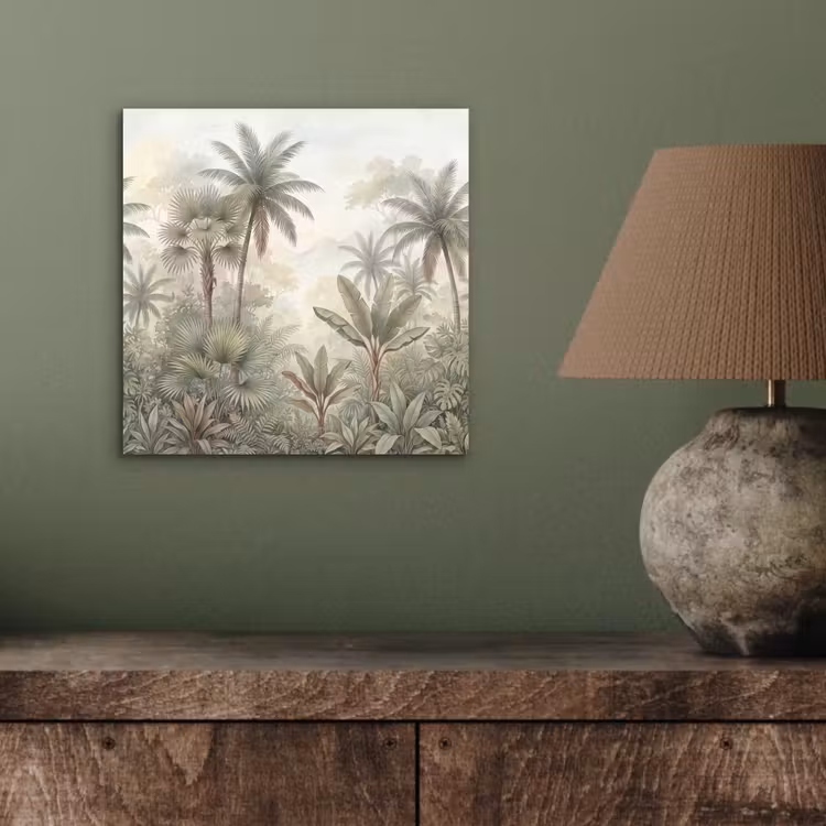 Natuur - Tropisch bos - Landschap - Aquarel - Groen aluminium wit klein -sfeer2