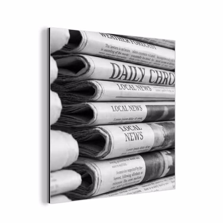 Krant - Stapel - Nieuws - Zwart-wit - Media aluminium wit klein -3d