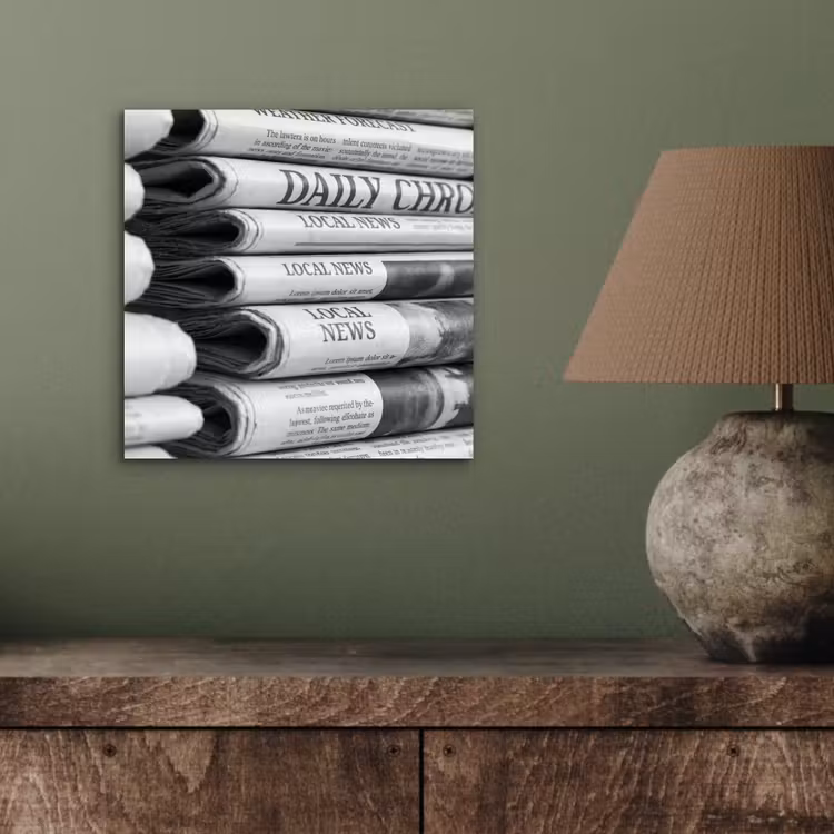 Krant - Stapel - Nieuws - Zwart-wit - Media aluminium wit klein -sfeer2