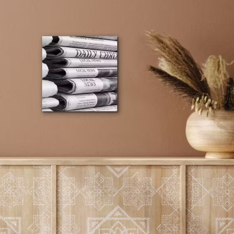 Krant - Stapel - Nieuws - Zwart-wit - Media aluminium wit klein -sfeer4