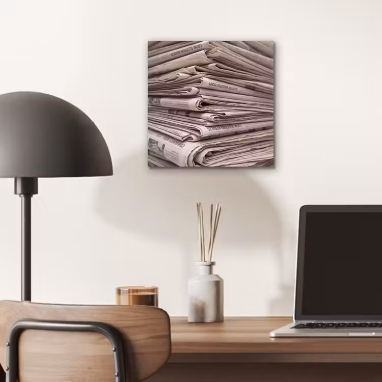 Kranten - Stapel - Nieuws - Vintage - Beige aluminium wit klein -sfeer5