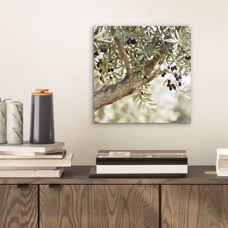 aluminium wall art - Olive tree - branch - green - Olijfboom - tak - groen aluminium wit klein