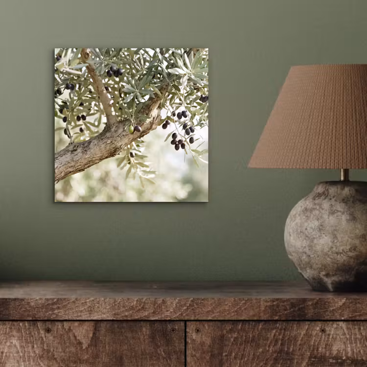 aluminium wall art - Olive tree - branch - green - Olijfboom - tak - groen aluminium wit klein