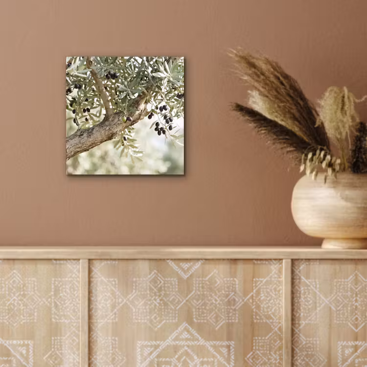 aluminium wall art - Olive tree - branch - green - Olijfboom - tak - groen aluminium wit klein