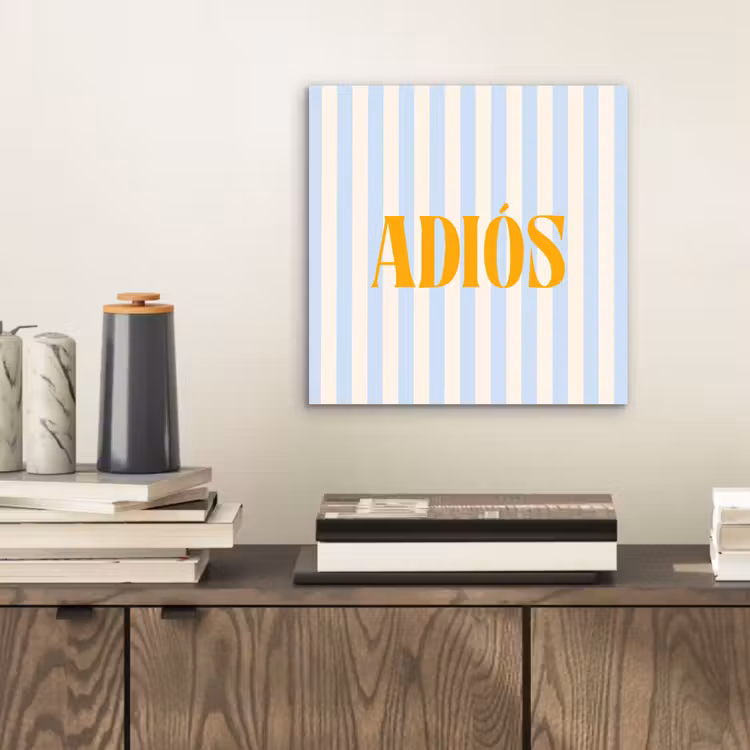Oranje - Blauw - Strepen - Adiós aluminium wit klein -sfeer1