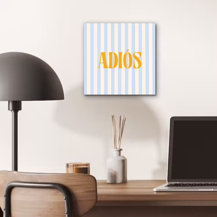 Oranje - Blauw - Strepen - Adiós aluminium wit klein -sfeer5