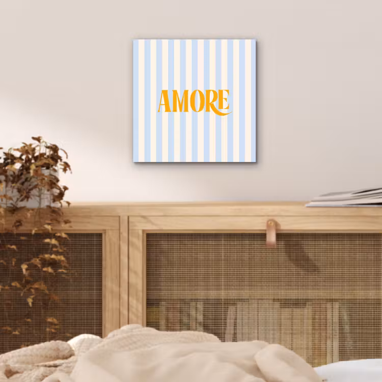 Oranje - Blauw - Strepen - Amore aluminium wit klein -sfeer3