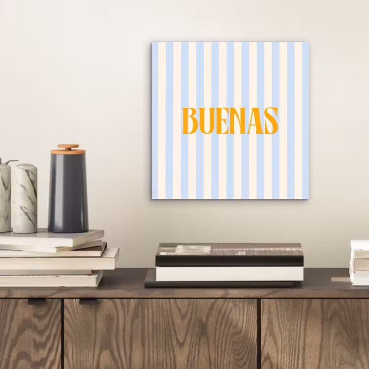 Oranje - Blauw - Strepen - Buenas aluminium wit klein -sfeer1