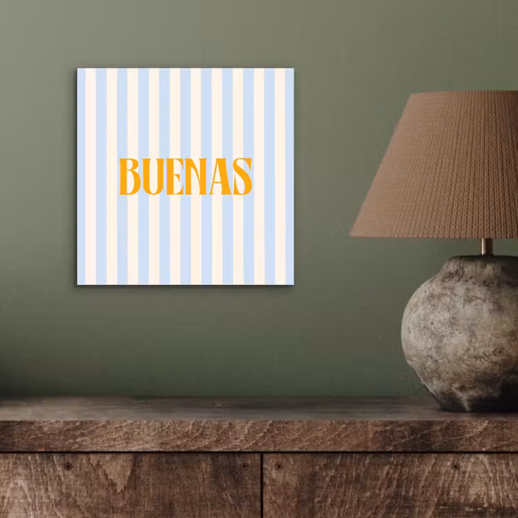 Oranje - Blauw - Strepen - Buenas aluminium wit klein -sfeer2