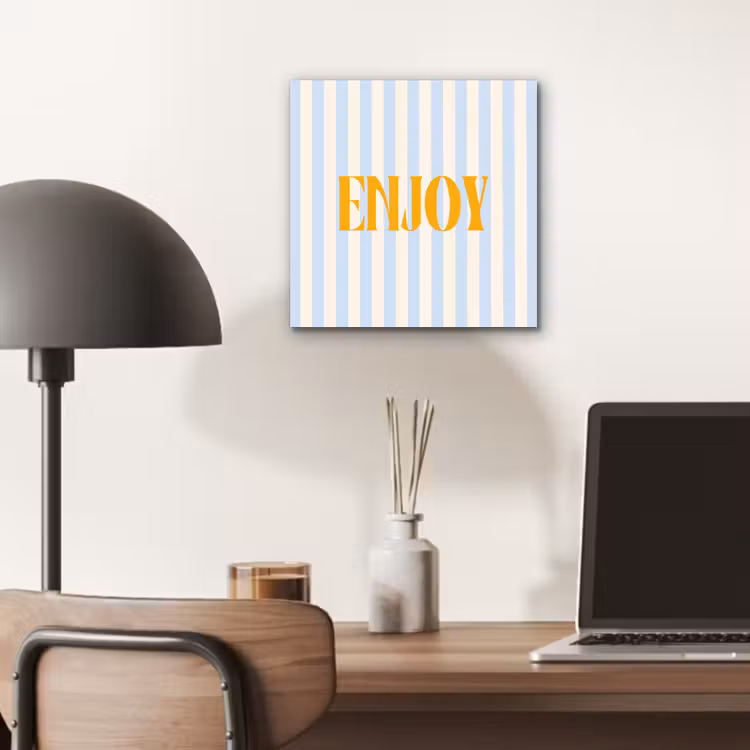 Oranje - Blauw - Strepen - Enjoy aluminium wit klein -sfeer5