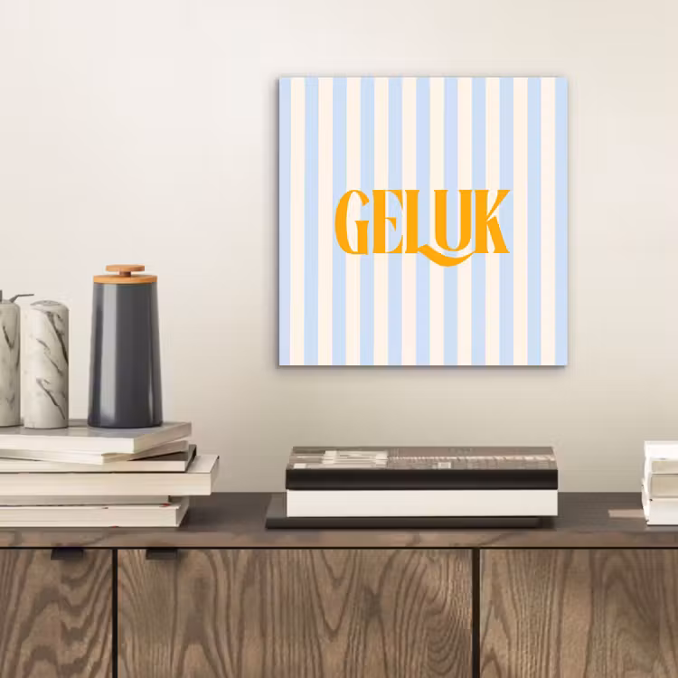 Oranje - Blauw - Strepen - Geluk aluminium wit klein -sfeer1