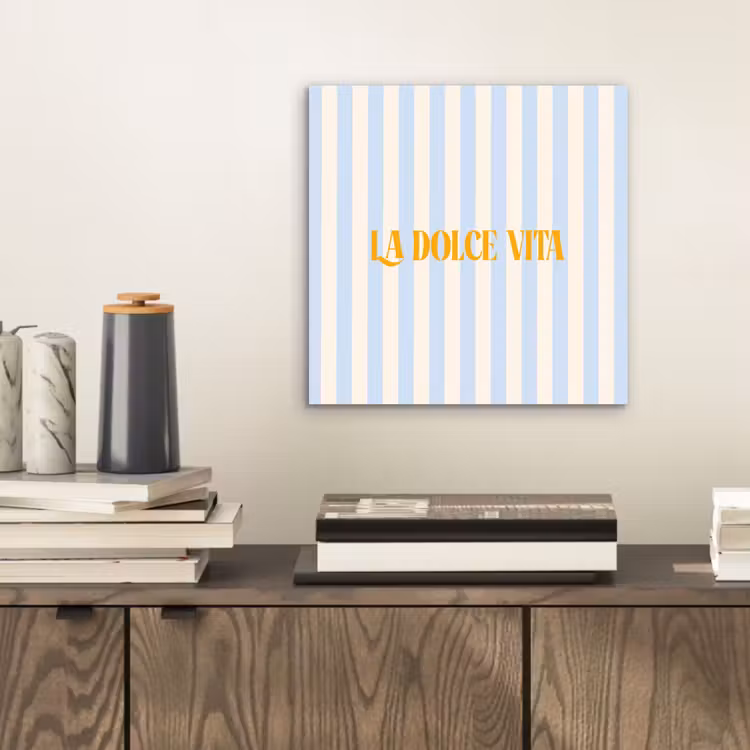 Oranje - Blauw - Strepen - La dolce vita aluminium wit klein -sfeer1