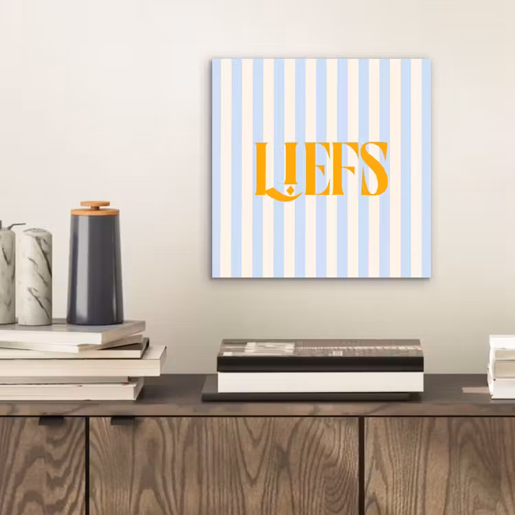 Oranje - Blauw - Strepen - Liefs aluminium wit klein -sfeer1