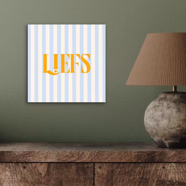 Oranje - Blauw - Strepen - Liefs aluminium wit klein -sfeer2