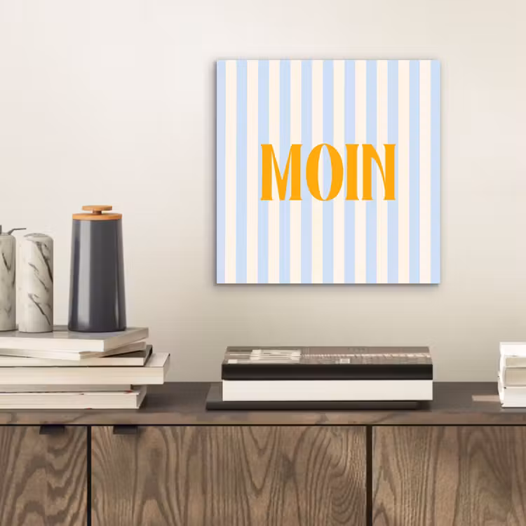 Oranje - Blauw - Strepen - Moin aluminium wit klein -sfeer1