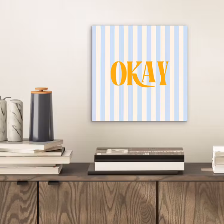 Oranje - Blauw - Strepen - Okay aluminium wit klein -sfeer1