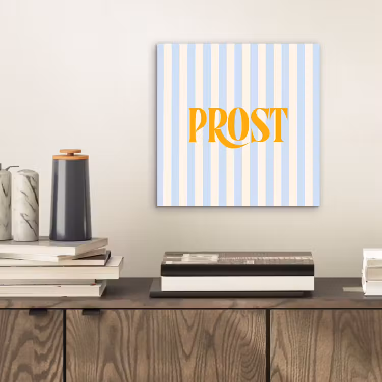 Oranje - Blauw - Strepen - Prost aluminium wit klein -sfeer1