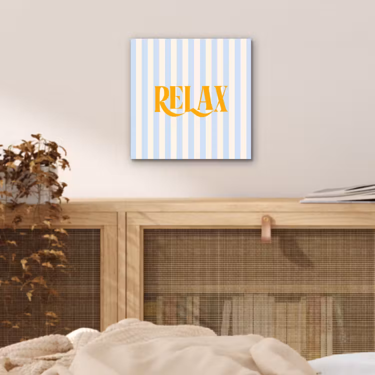 Oranje - Blauw - Strepen - Relax aluminium wit klein -sfeer3