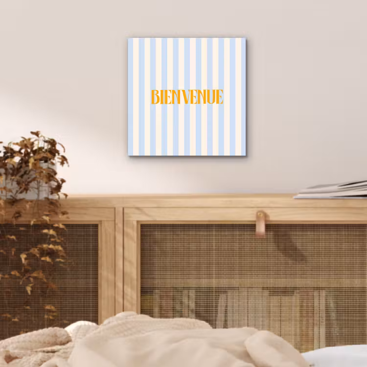 Oranje - Blauw - Strepen - Bienvenue aluminium wit klein -sfeer3