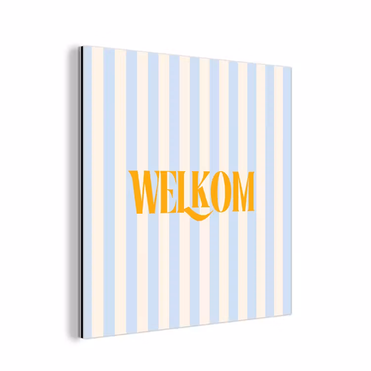 Oranje - Blauw - Strepen - Welkom aluminium wit klein -3d