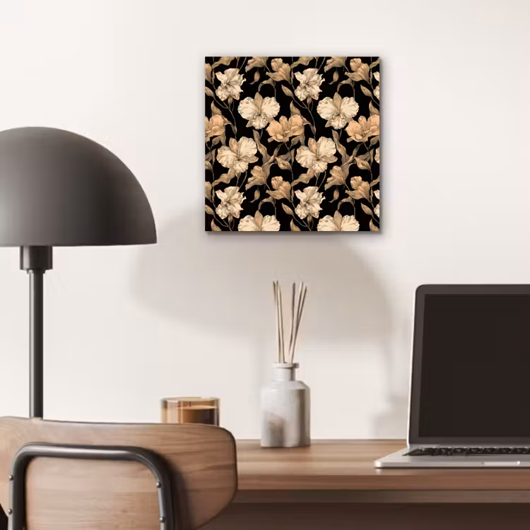 Orchideeën - Lijntekening - Patroon - Beige - Zwart aluminium wit klein 46 -sfeer5