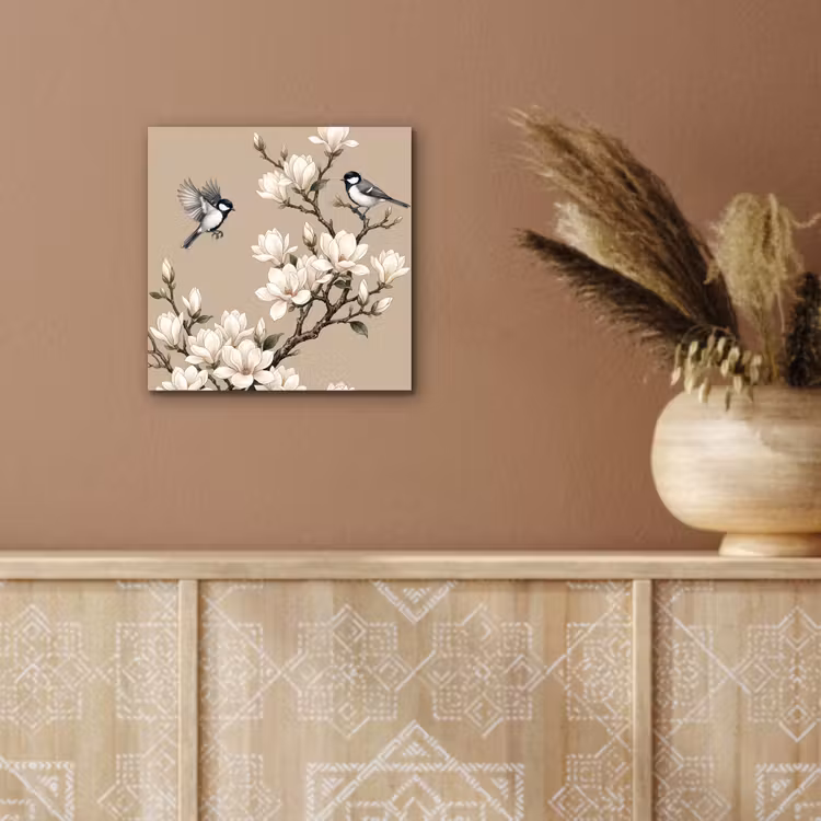 Oosters - Vogels - Beige aluminium wit klein -sfeer4
