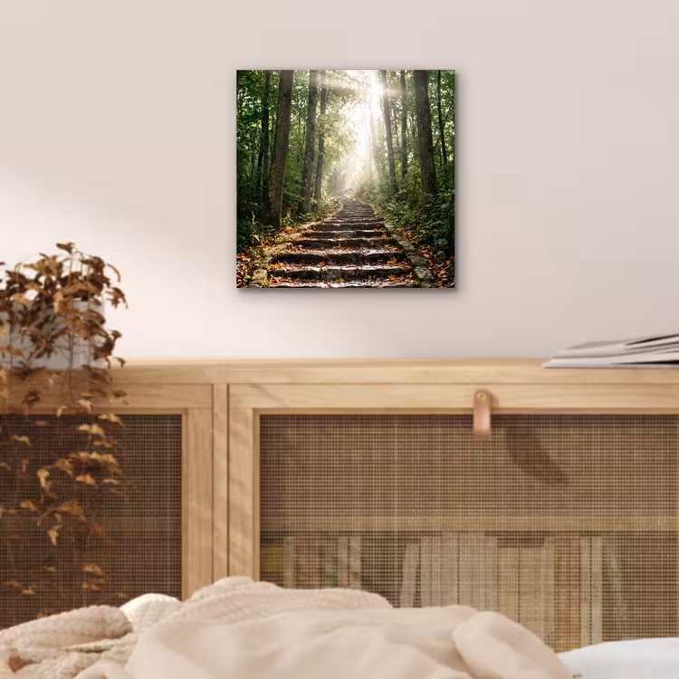 Stenen - Trap - Bos - Natuur aluminium wit klein -sfeer3