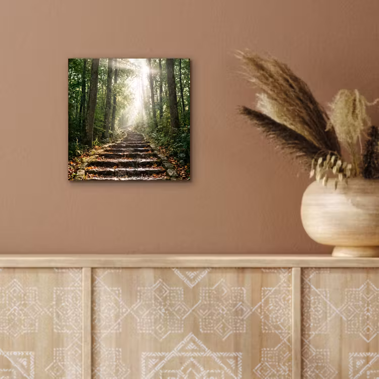 Stenen - Trap - Bos - Natuur aluminium wit klein -sfeer4