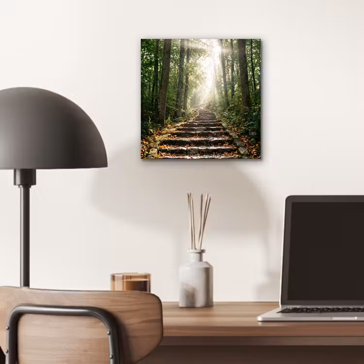 Stenen - Trap - Bos - Natuur aluminium wit klein -sfeer5