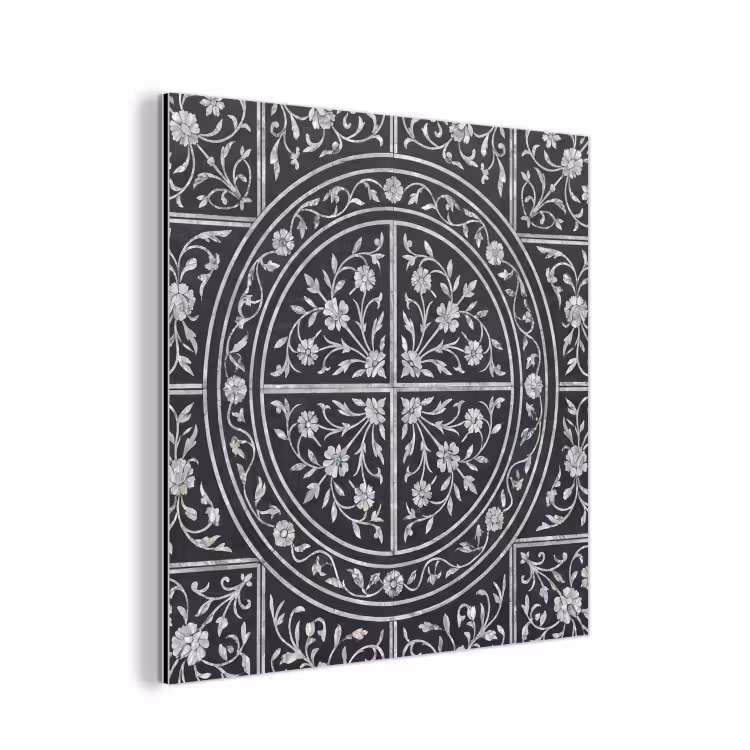 Patroon - Bloemmotief - Decoratie - Klassiek - Zwart aluminium wit klein -3d