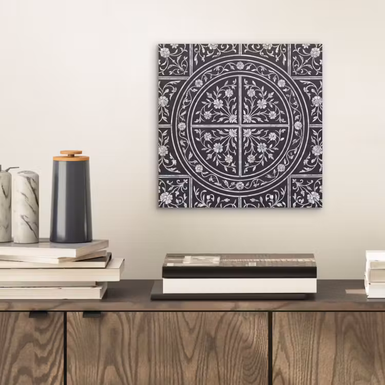 Patroon - Bloemmotief - Decoratie - Klassiek - Zwart aluminium wit klein -sfeer1