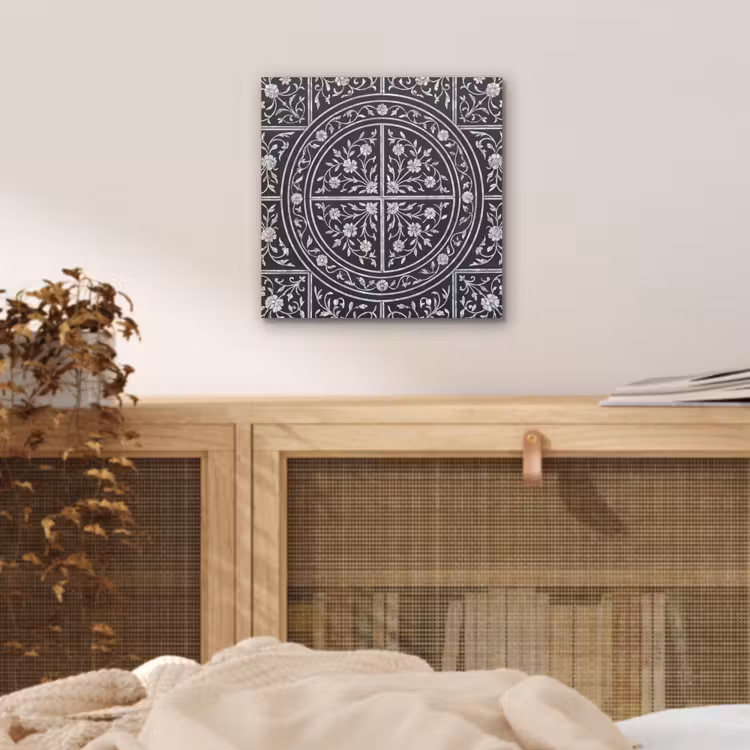 Patroon - Bloemmotief - Decoratie - Klassiek - Zwart aluminium wit klein -sfeer3