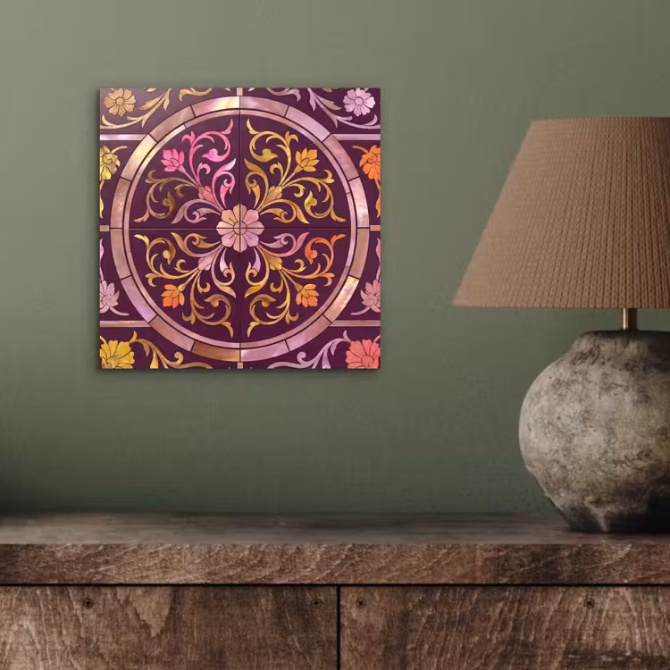 Patroon - Floraal - Oosters - Paars - Goud aluminium wit klein -sfeer2