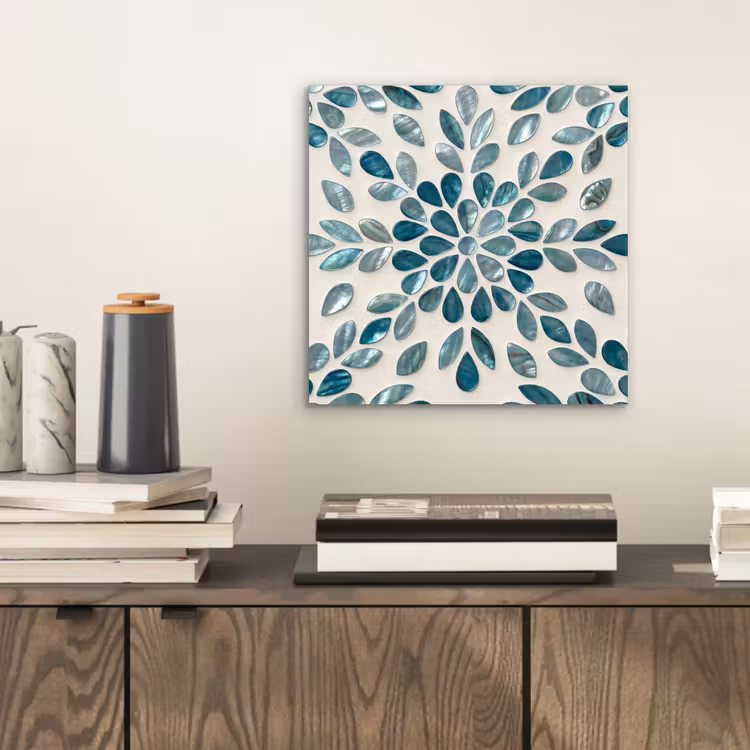 Patroon - Bladeren - Abstract - Modern - Turquoise aluminium wit klein -sfeer1