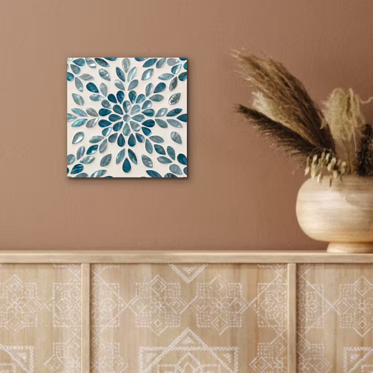 Patroon - Bladeren - Abstract - Modern - Turquoise aluminium wit klein -sfeer4