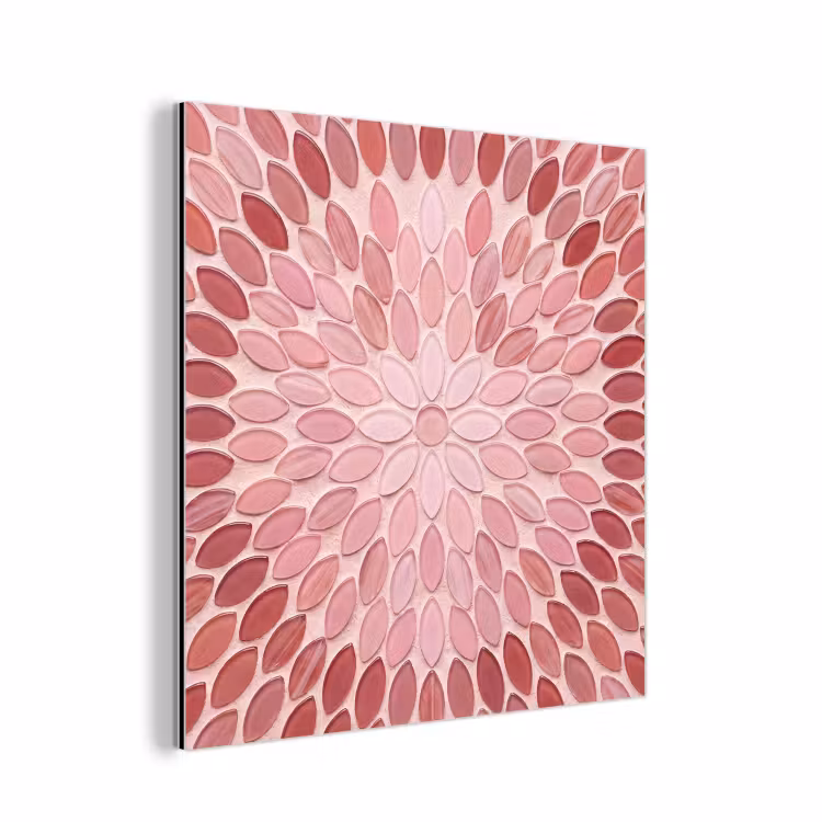 Patroon - Mozaïek - Ovaal - Abstract - Roze aluminium wit klein -3d